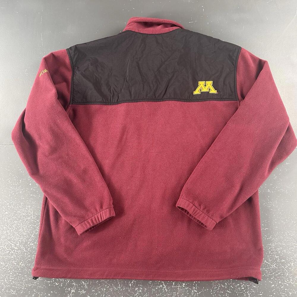 Minnesota Gophers x Columbia Jacket Mens Large Maroon Black Zip Thru Fleece - Picture 7 of 9